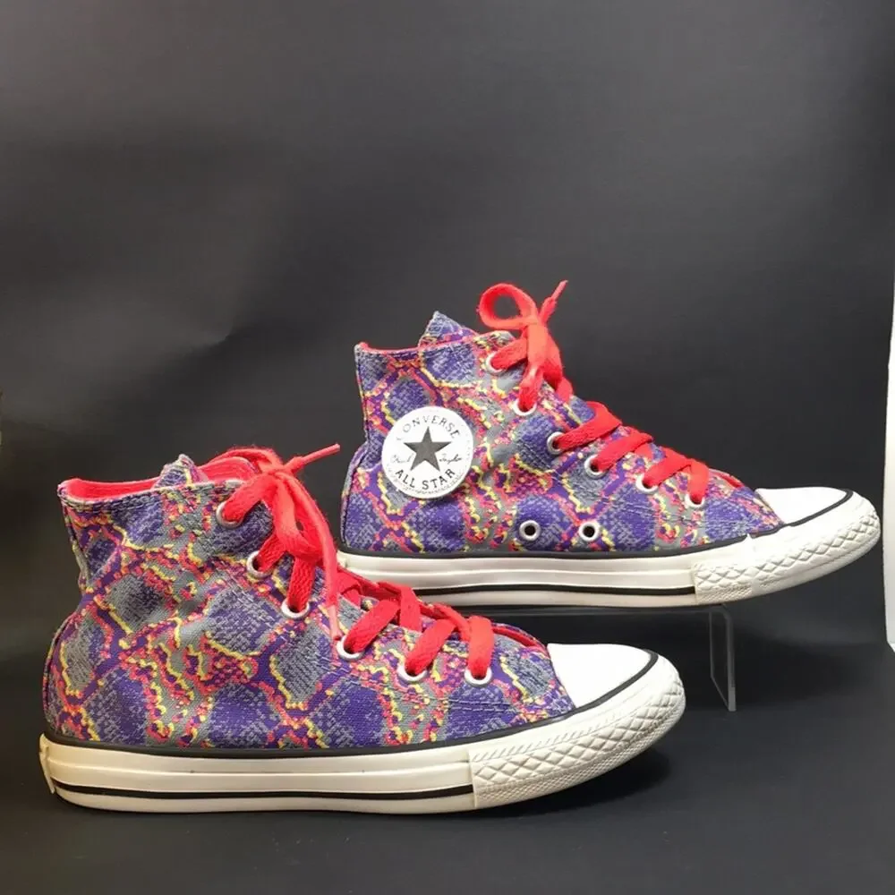 Converse Chuck Taylor All Star High Hi-Top Sneakers Purple Reptile Junior Size 1
